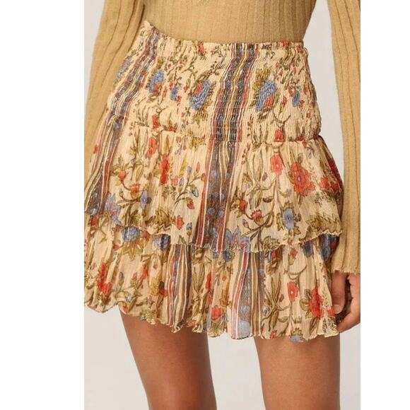 New Anthropologie MES DEMOISELLES Floral Tiered Mini Skirt  $230 SIZE 4 (36) - Picture 1 of 4
